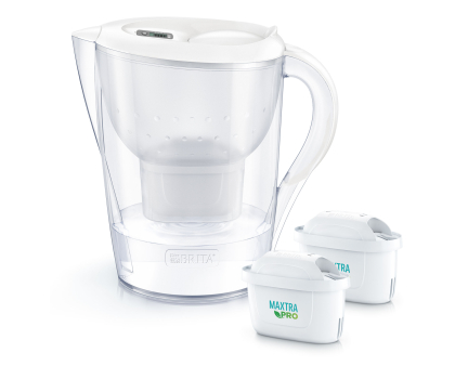 Dzbanek filtrujący do wody Brita Dzbanek Marella XL biała + 2 wkłady filtrujące MAXTRAPRO Pur
